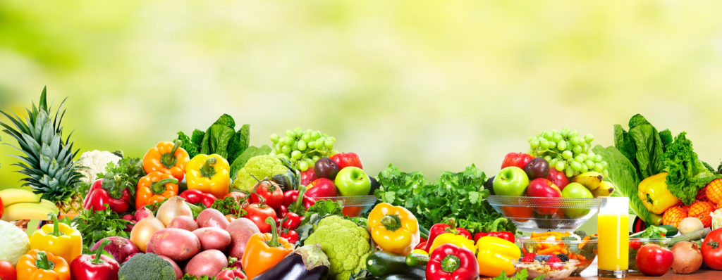 Fresh Fruits and vegetables. Health and diet background